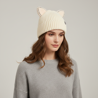Gestrickte Wintermütze Mit Ohren - PurrHat