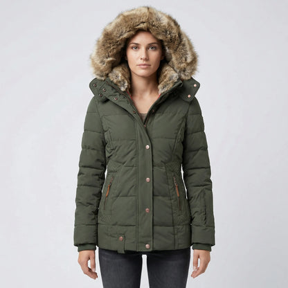 Gevoerde Winterjas Met Bontcapuchon - Sheryl