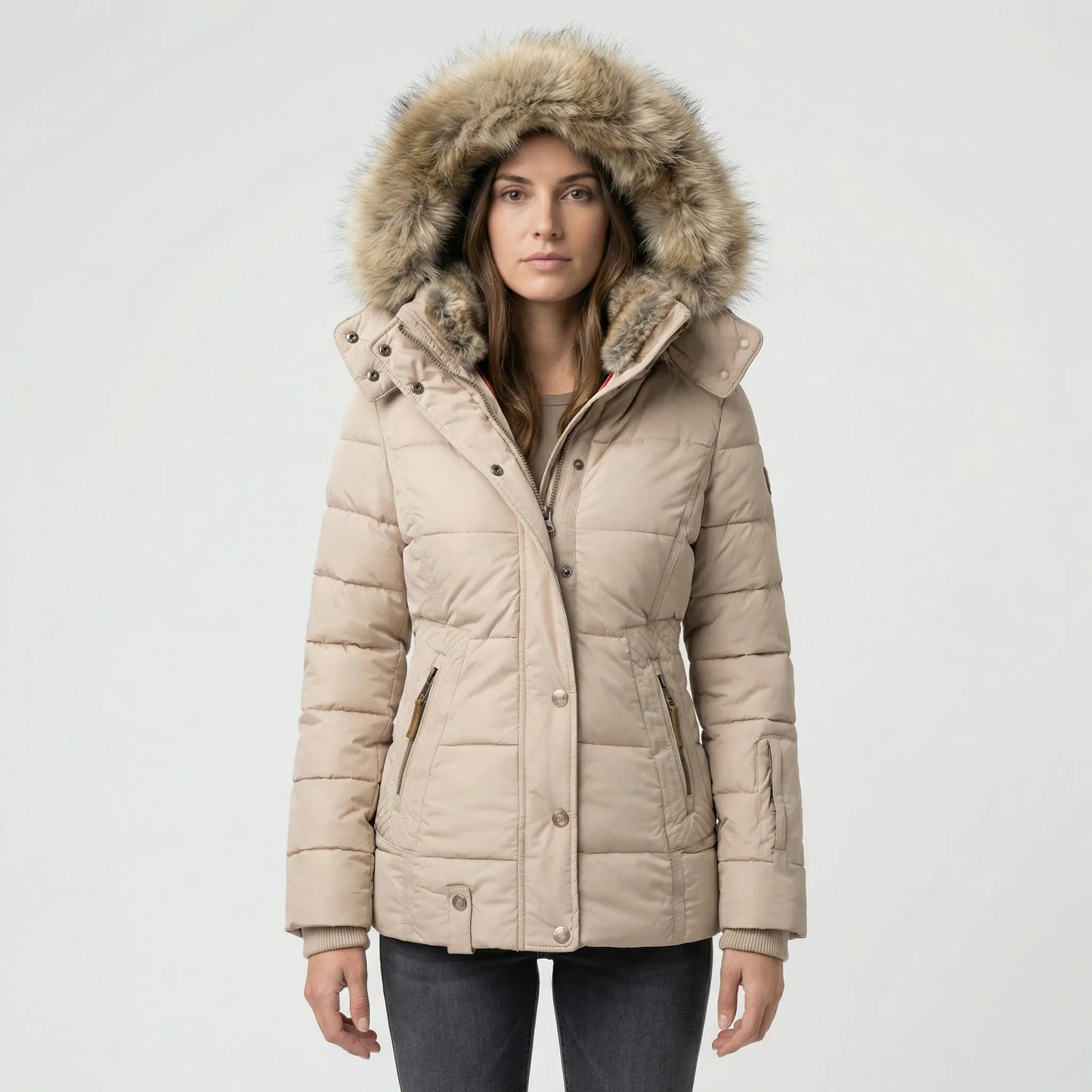 Gevoerde Winterjas Met Bontcapuchon - Sheryl