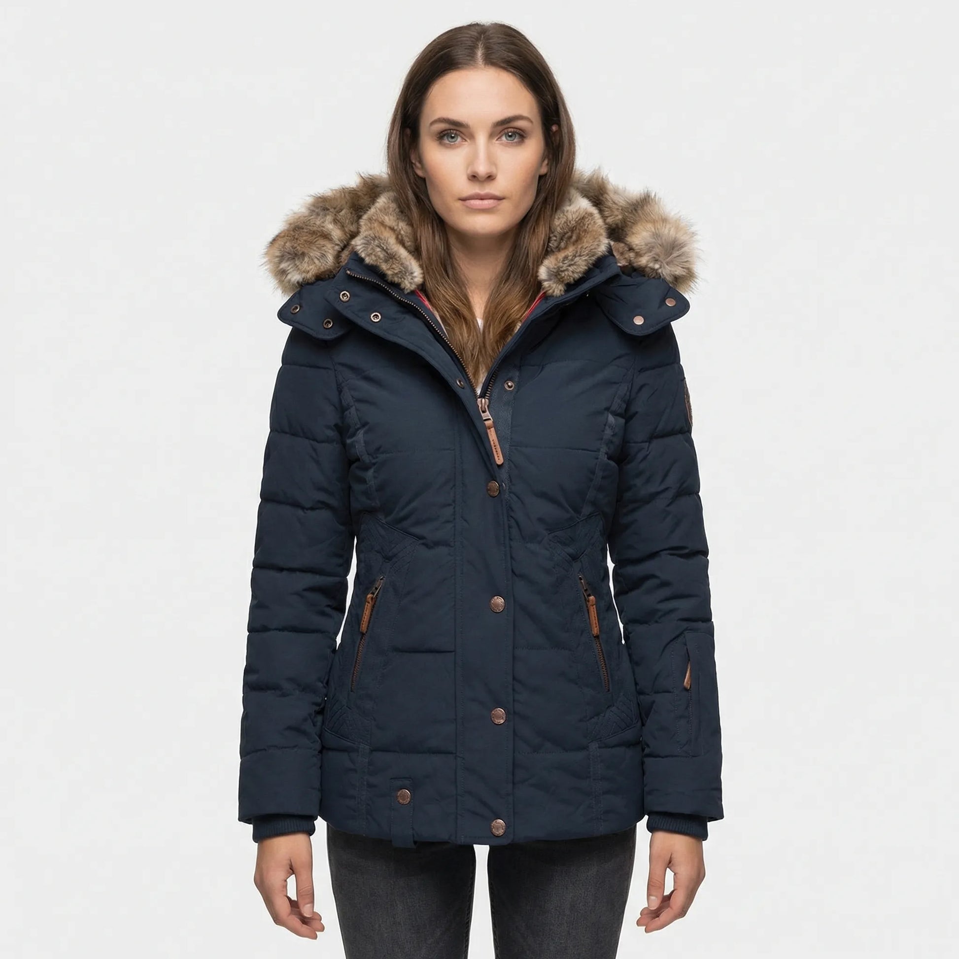 Gevoerde Winterjas Met Bontcapuchon - Sheryl