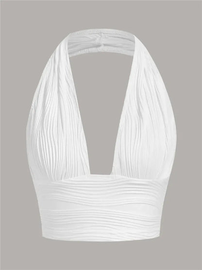 Diep Uitgesneden Haltertop met Open Rug – Liora