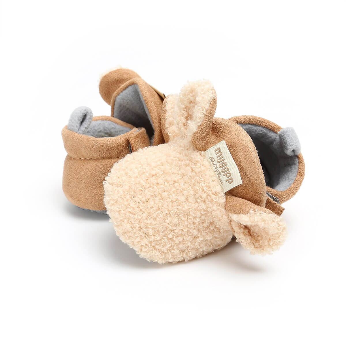 Zachte slipvaste loopschoentjes voor baby's met lammetjesmotief – Winterwonder Stapjeswarm