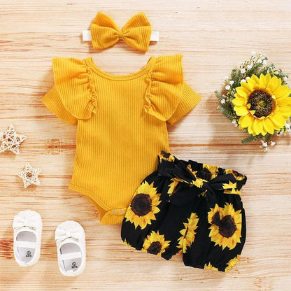 2-delig baby-outfit met zonnebloemenprint – SonnenLächeln