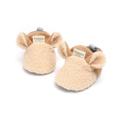 Zachte slipvaste loopschoentjes voor baby's met lammetjesmotief – Winterwonder Stapjeswarm