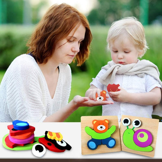 Montessori-leerpuzzel van hout – Kleurenplezier (1+1 Gratis)