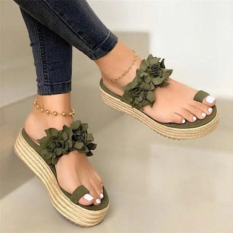 Comfortabele dames orthopedische zomerschoenen met bloemenpatroon - Linora