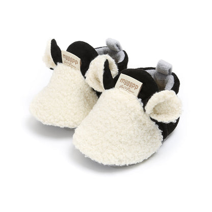 Zachte slipvaste loopschoentjes voor baby's met lammetjesmotief – Winterwonder Stapjeswarm