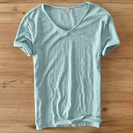 Lichte linnen V-hals shirt heren – Ademend & Zomerachtig – Thilo
