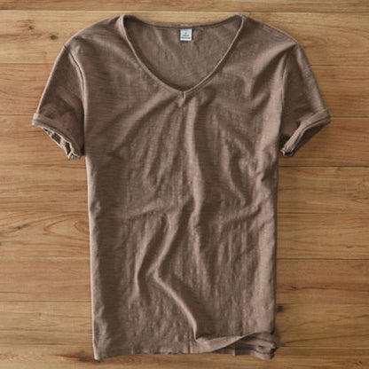 Heren V-hals Linnen Shirt - Luca
