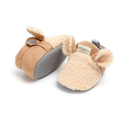Zachte slipvaste loopschoentjes voor baby's met lammetjesmotief – Winterwonder Stapjeswarm
