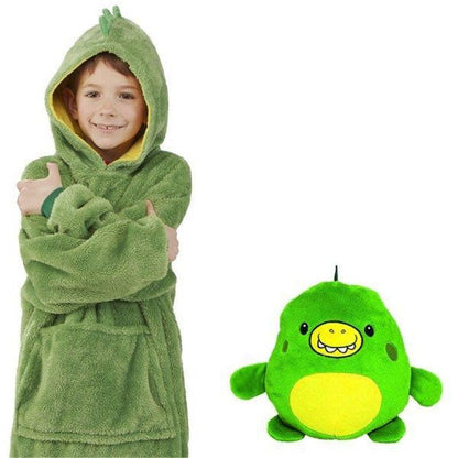 Winterse hoodie voor kinderen met omkeerbare pluche-dierfunctie – Momo Sneeuwvlok-editie