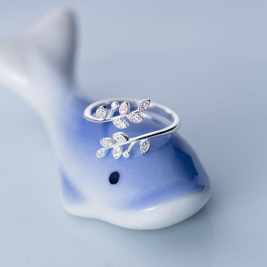 Verstelbare Bladerenring met Zirkonia - Amalthea