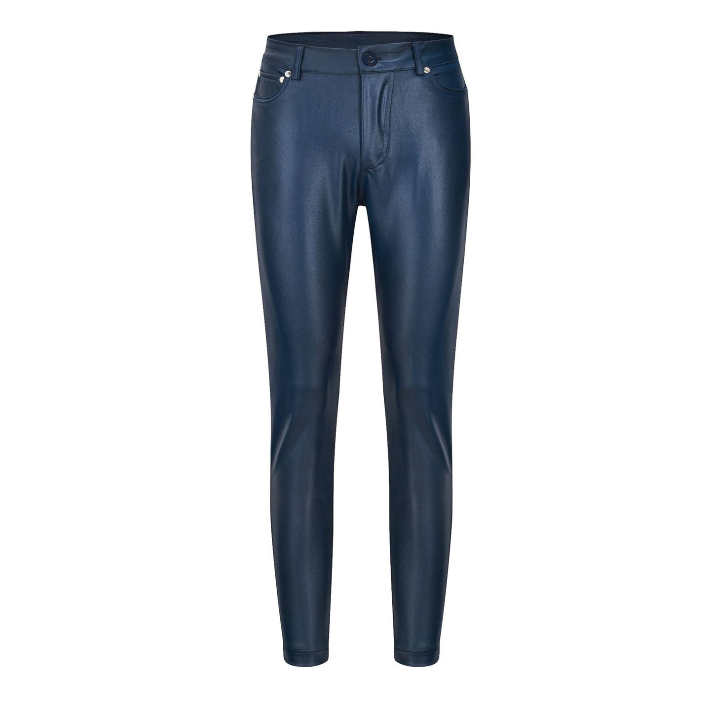 Leren stretchbroek met hoge taille – Raffaela