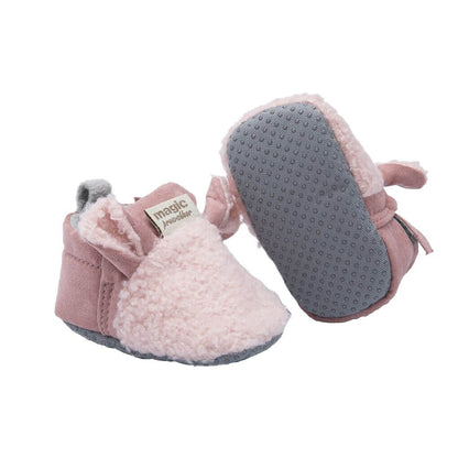 Zachte slipvaste loopschoentjes voor baby's met lammetjesmotief – Winterwonder Stapjeswarm