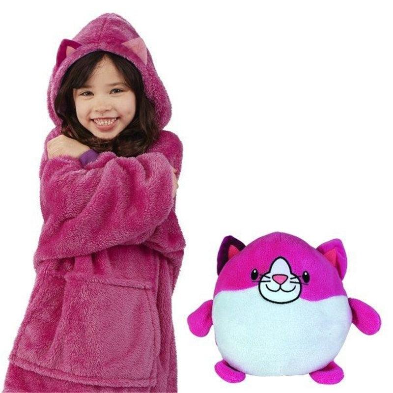 Winterse hoodie voor kinderen met omkeerbare pluche-dierfunctie – Momo Sneeuwvlok-editie