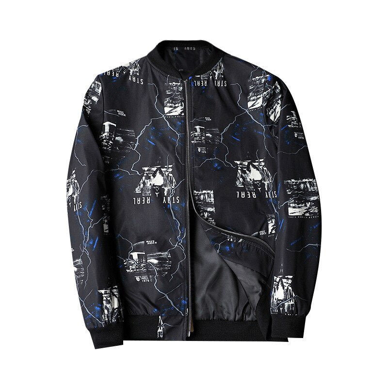 Heren Bomberjack met Abstracte Print - Enzo