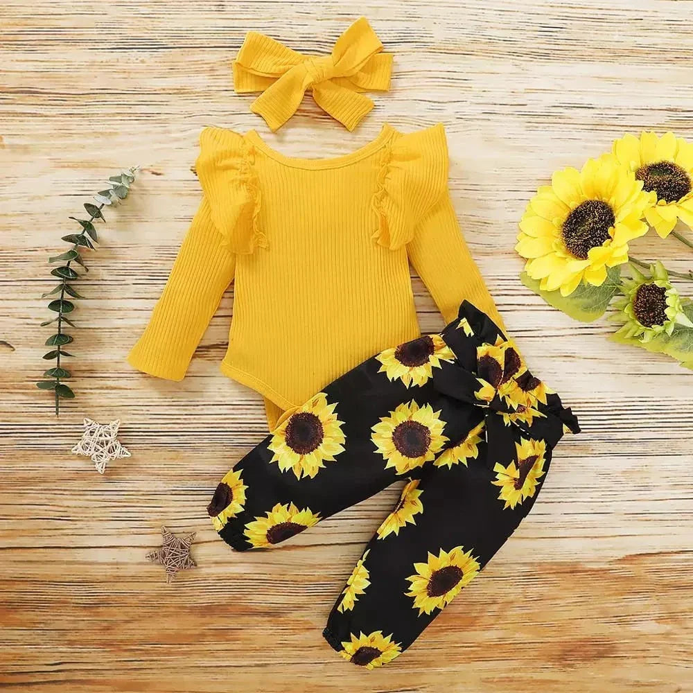 2-delig baby-outfit met zonnebloemenprint – SonnenLächeln