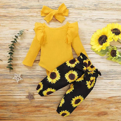 2-delig baby-outfit met zonnebloemenprint – SonnenLächeln