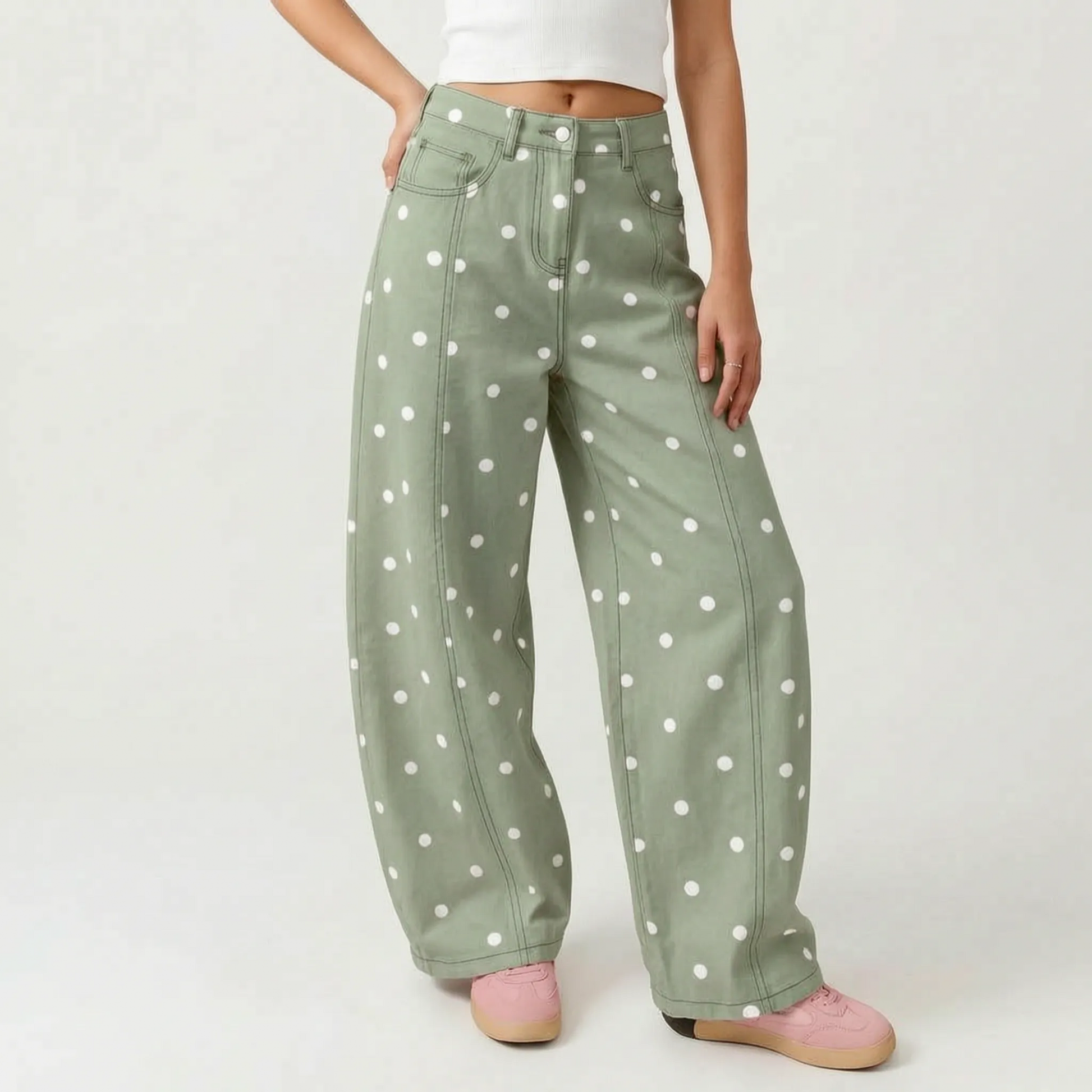 High-Waisted Barrel Trousers -  Sophia