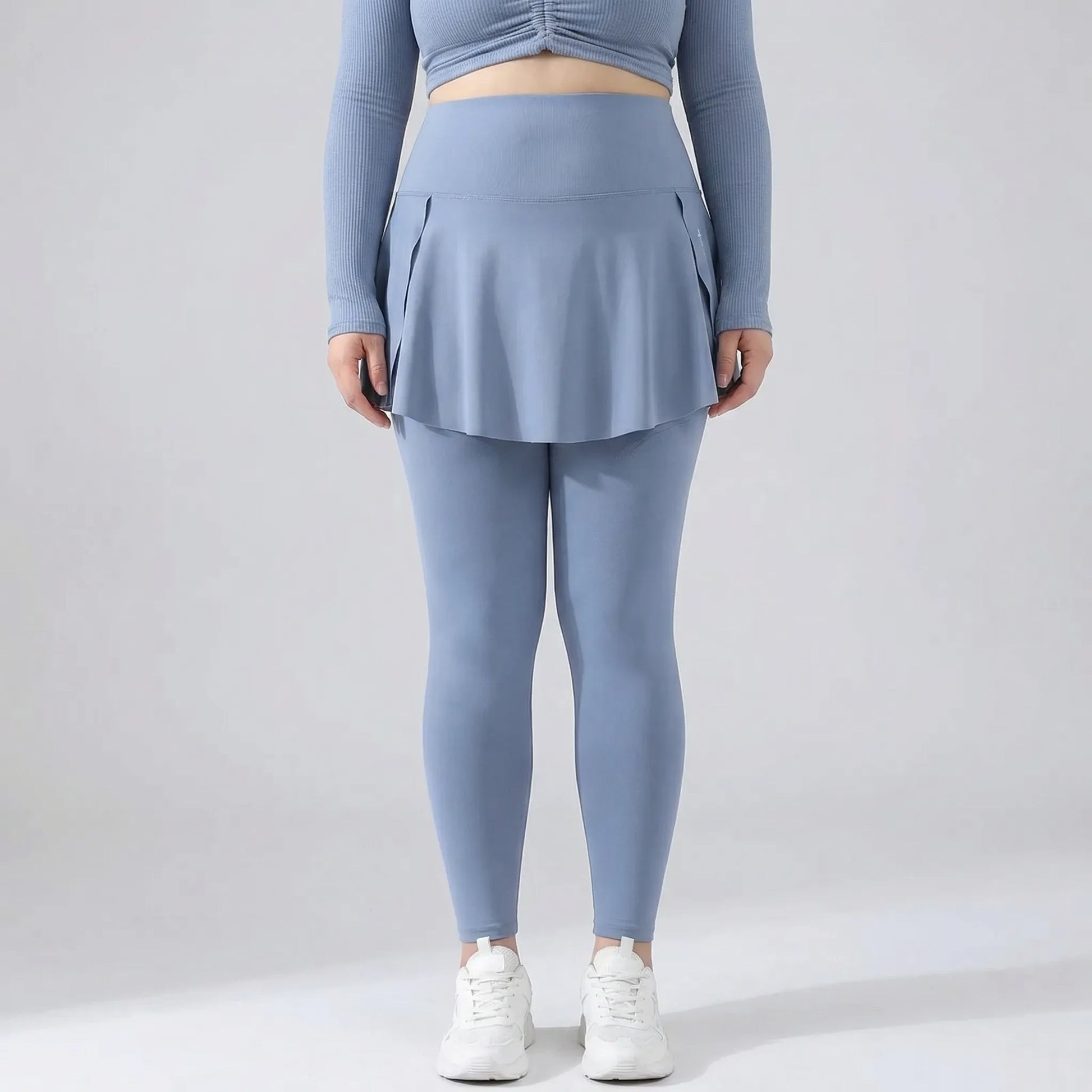 High-Waisted Skirt-Overlay Leggings - Lydia
