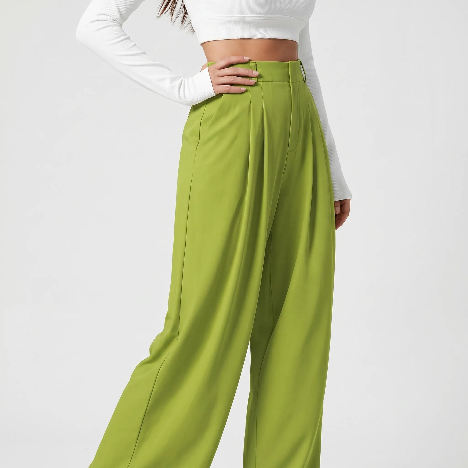 High-Waisted Wide-Leg Trousers - Flowtide