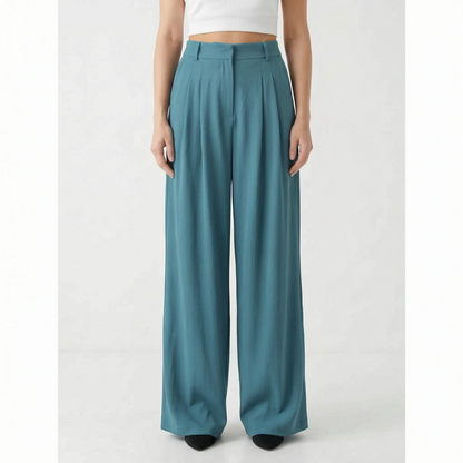 High-Waisted Wide-Leg Trousers - Flowtide