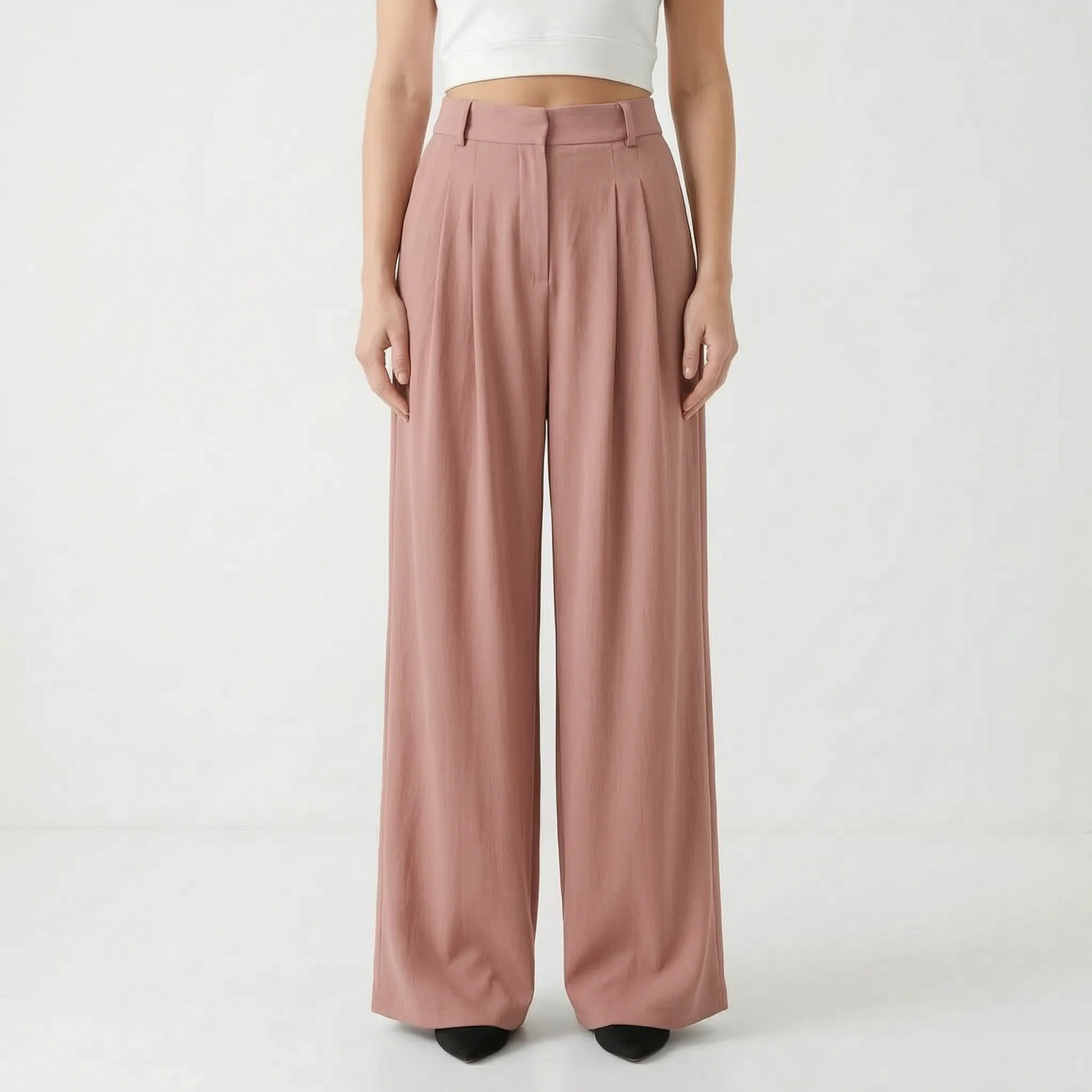 High-Waisted Wide-Leg Trousers - Flowtide