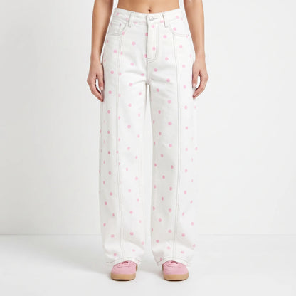 High-waist barrel broek met stippen - Shawna