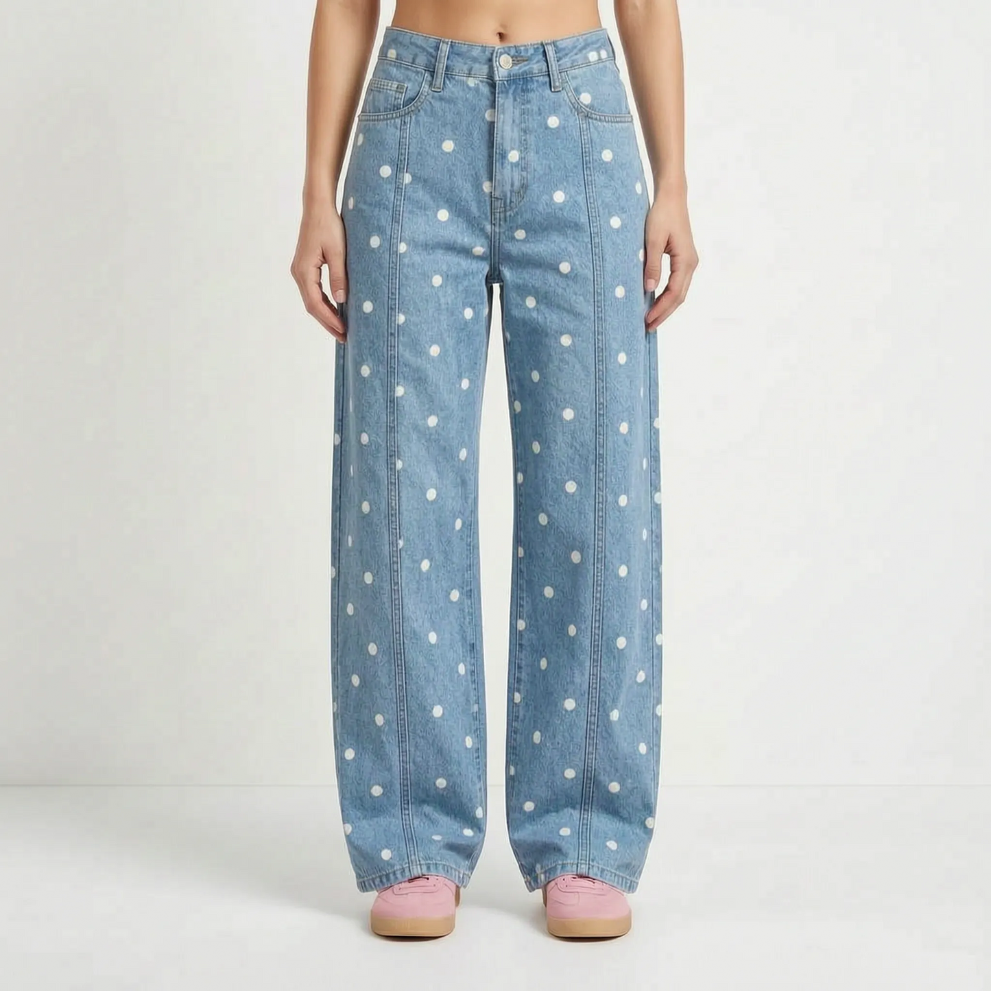 High-waist barrel broek met stippen - Shawna