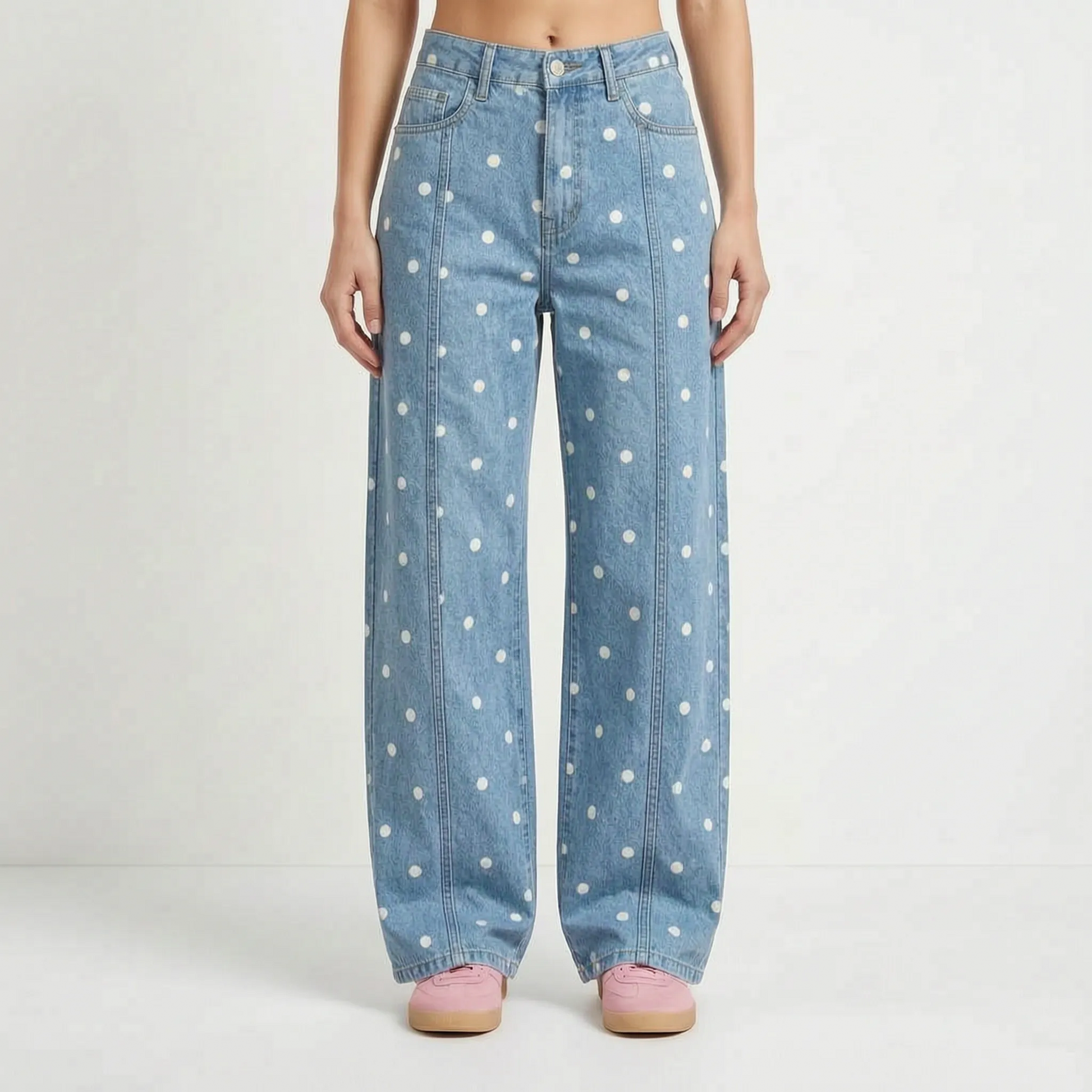 High-waist barrel broek met stippen - Shawna