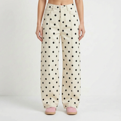 High-waist barrel broek met stippen - Shawna