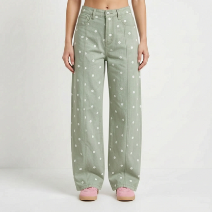 High-waist barrel broek met stippen - Shawna
