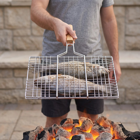 Hinged Outdoor Cooking Basket - Emberflip