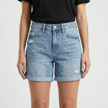 Hochgeschnittene Jeansshorts Im Used-Look - Courtney