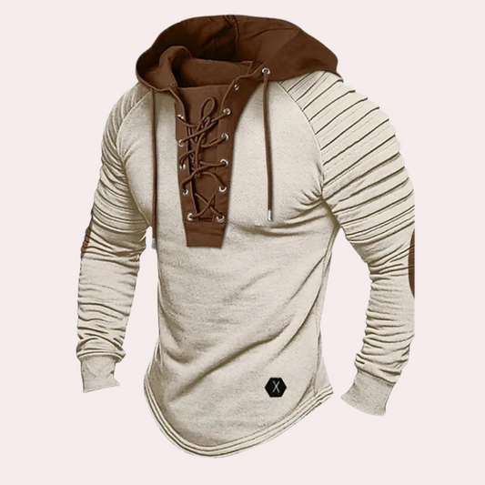 Heren Sweatshirt met Vetersluiting en Capuchon – Eliano