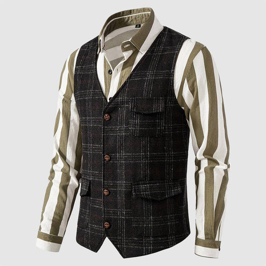 Vintage Heren Gilet met Ruitpatroon – Henri