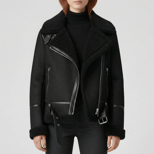 Klassische Lammfell-Inspirierte Jacke - Sophie