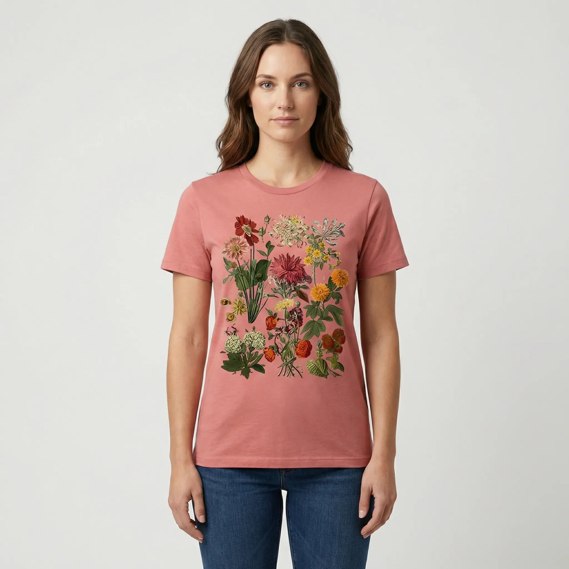 Kurzärmeliges Damen-T-Shirt Mit Blumenmotiv - Yolanda