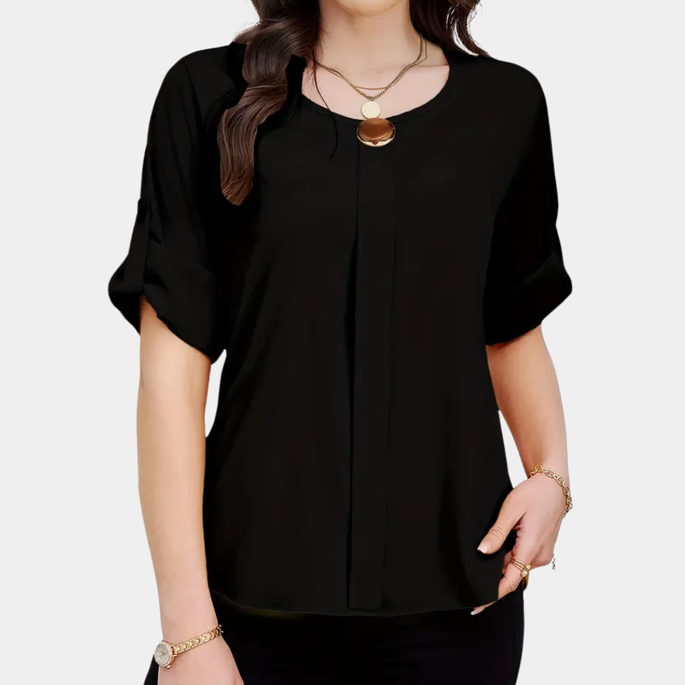 Luchtige Zwarte Plooienblouse voor Dames - Amira