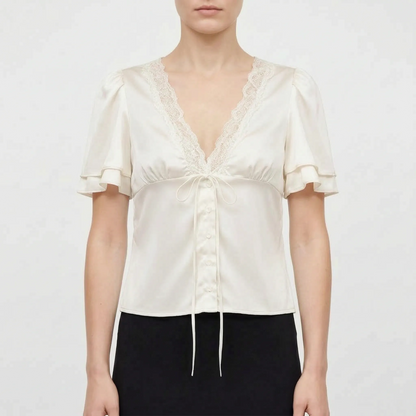 Lace Trim Blouse -  Beverly