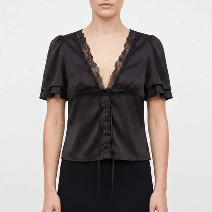 Lace Trim Blouse -  Beverly