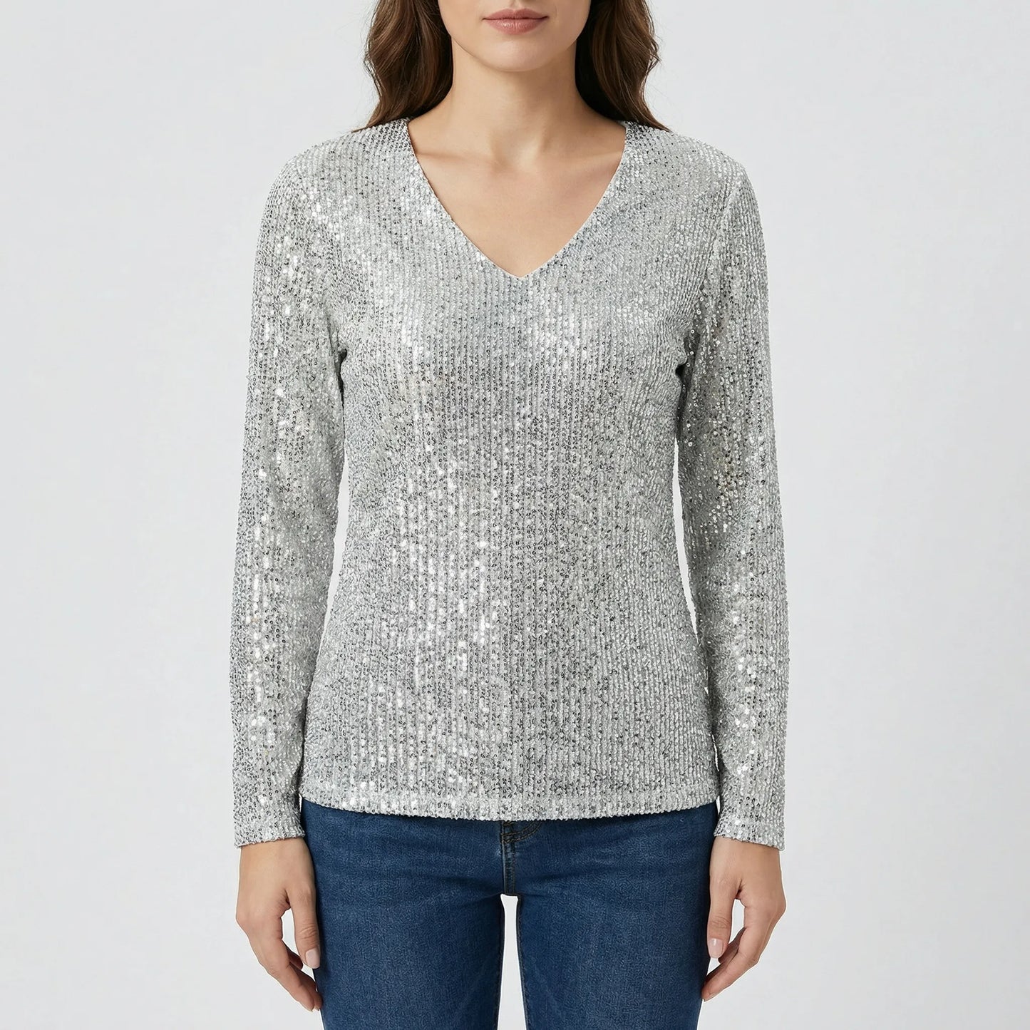 Langarm V Ausschnitt Bluse - Lana