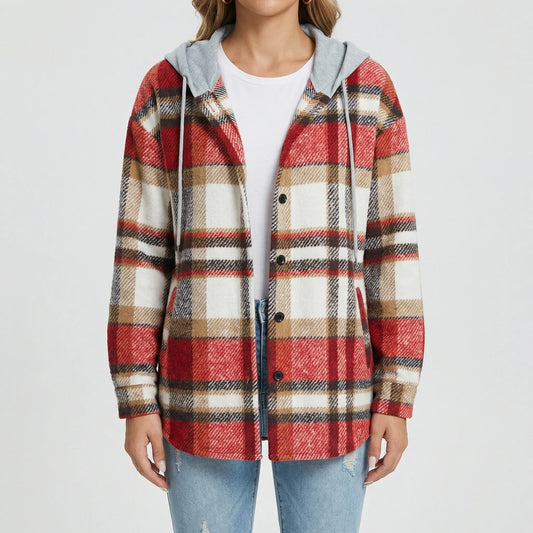Lässige Hemdjacke Mit Kapuze - Felicia