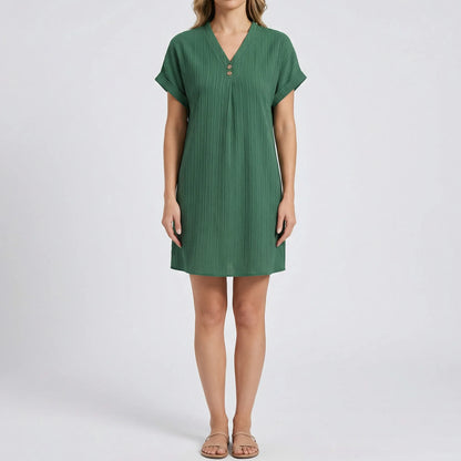 Lässiges Kurzarm-Sommerkleid Mit V-Ausschnitt - Ramona