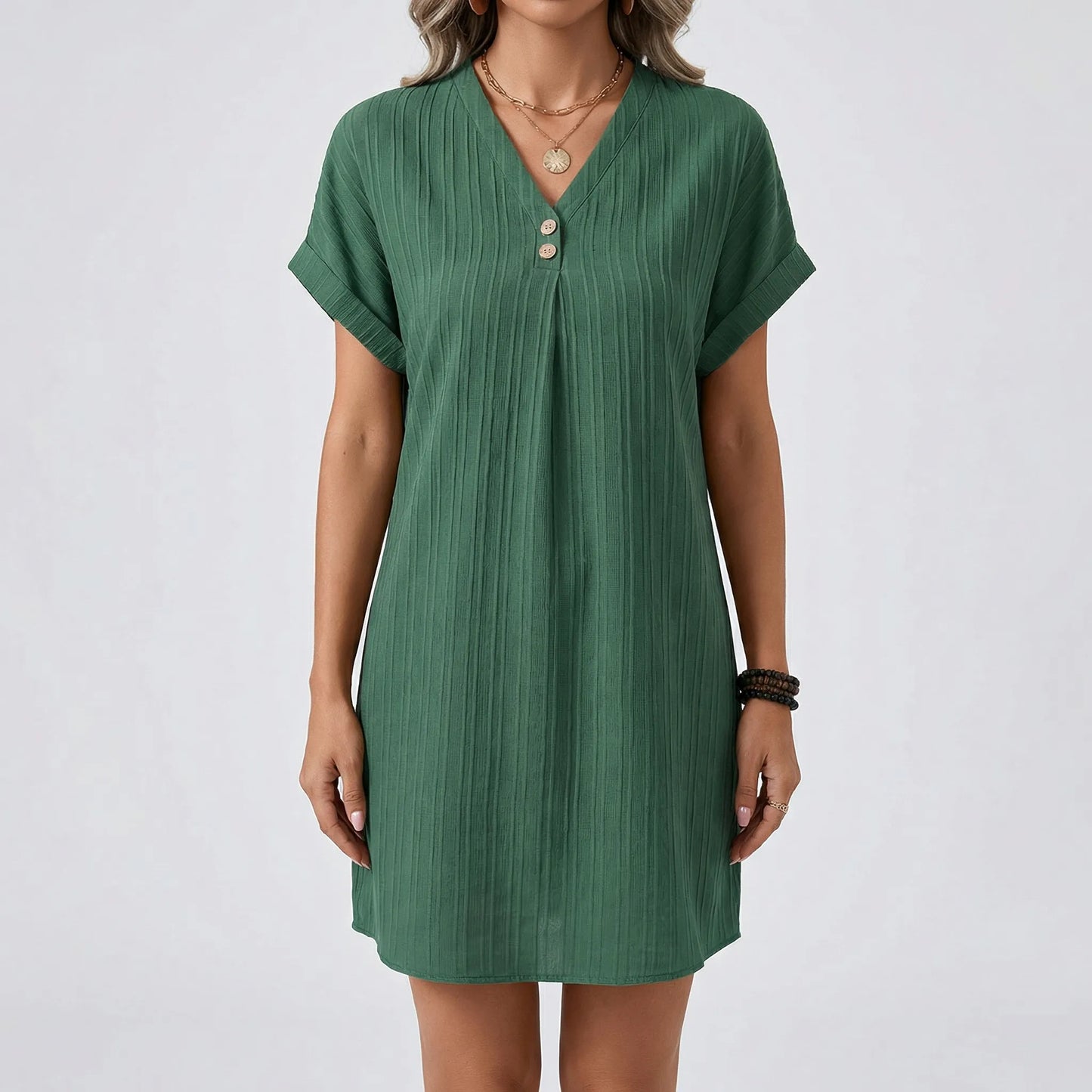 Lässiges Kurzarm-Sommerkleid Mit V-Ausschnitt - Ramona