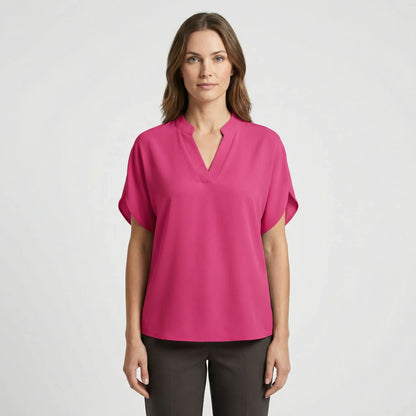 Leichte Kurzarm-Bluse Mit V-Ausschnitt - Susie