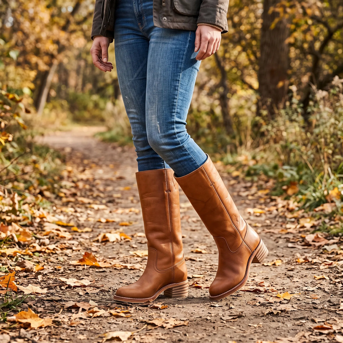 Leren Halfhoge Laarzen Voor Dames