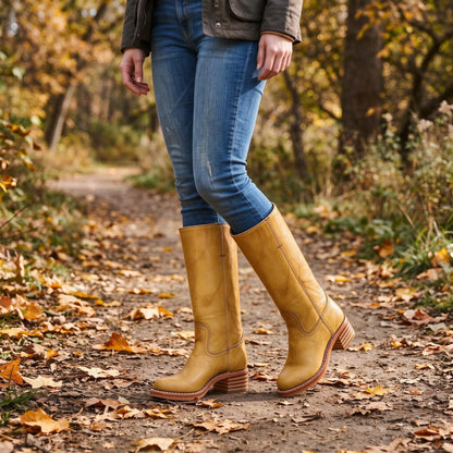Leren Halfhoge Laarzen Voor Dames