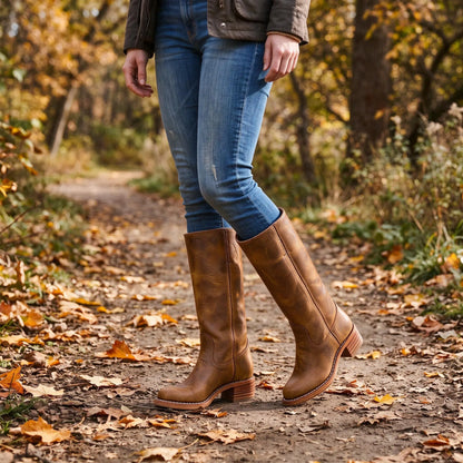 Leren Halfhoge Laarzen Voor Dames