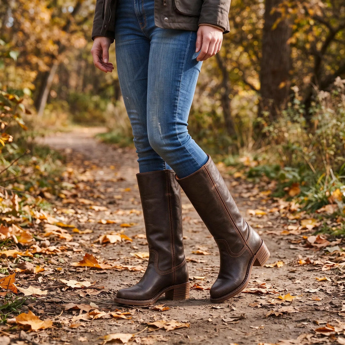 Leren Halfhoge Laarzen Voor Dames